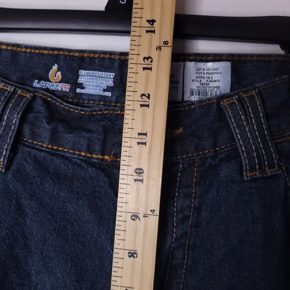 Lapco FR Jeans Mens 36x30 Blue Straight Leg